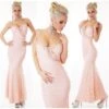Edles Bodenlanges Meerjungfrau Trägerkleid Aus Spitze Rosa -Look Motto Verkäufe edles bodenlanges meerjungfrau traegerkleid aus spitze rosa