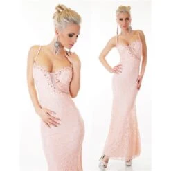 Edles Bodenlanges Meerjungfrau Trägerkleid Aus Spitze Rosa -Look Motto Verkäufe edles bodenlanges meerjungfrau traegerkleid aus spitze rosa3