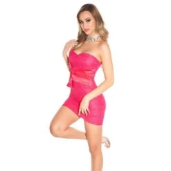 Edles Damen Bandeau Abendkleid Minikleid Aus Spitze Pink -Look Motto Verkäufe edles damen bandeau abendkleid minikleid aus spitze pink3