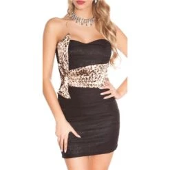 Edles Damen Bandeau Abendkleid Minikleid Aus Spitze Schwarz/Leo 13 Edles Damen Bandeau Abendkleid Minikleid Aus Spitze Schwarz/Leo -Look Motto Verkäufe edles damen bandeau abendkleid minikleid aus spitze schwarz leo6