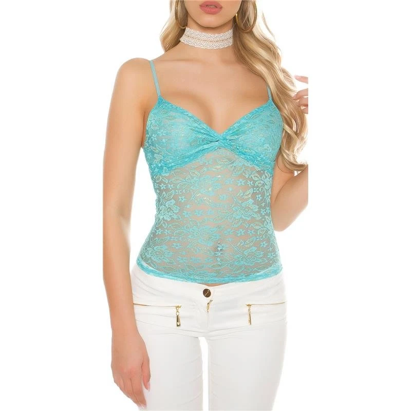 Edles Glamour Top Aus Spitze Türkis 3 Edles Glamour Top Aus Spitze Türkis