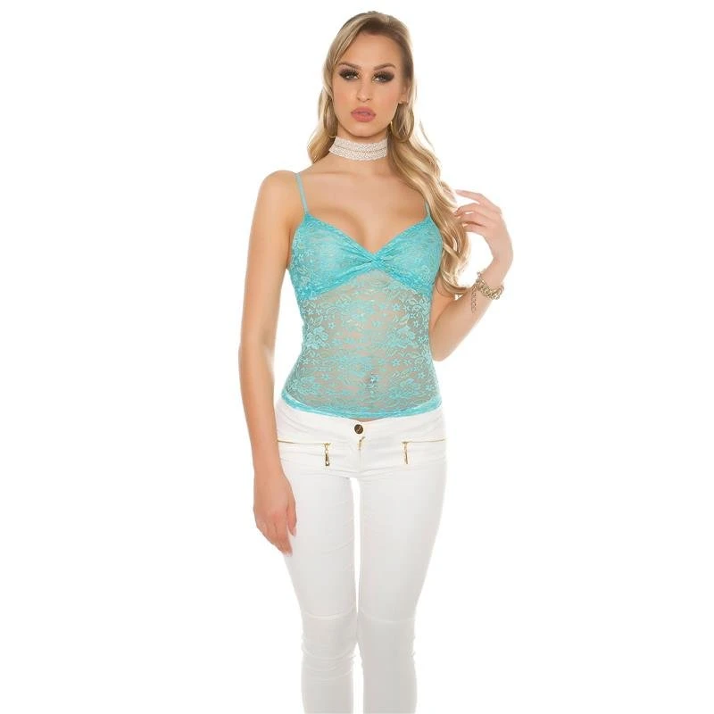 Edles Glamour Top Aus Spitze Türkis 4 Edles Glamour Top Aus Spitze Türkis – Bild 2