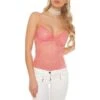 Edles Glamour Träger-Top Mit Glitzer Aus Spitze Coral -Look Motto Verkäufe edles glamour traeger top mit glitzer aus spitze coral