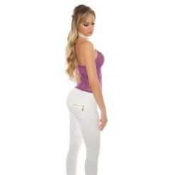 Edles Glamour Träger-Top Mit Glitzer Aus Spitze Lila -Look Motto Verkäufe edles glamour traeger top mit glitzer aus spitze lila6