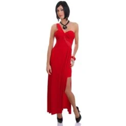 Edles Langes One-Shoulder Abendkleid Mit Strass Rot