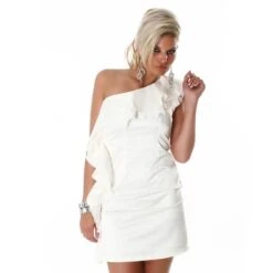 Edles One-Shoulder Abendkleid Aus Satin Creme