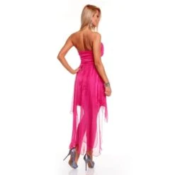 Edles Satin Bandeau Abendkleid Chiffon Glas-Steinchen Pink -Look Motto Verkäufe edles satin bandeau abendkleid chiffon glas steinchen pink4