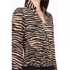 Elegante Damen Bluse Mit Animalprint Zebra Beige/Schwarz -Look Motto Verkäufe elegante damen bluse mit animalprint zebra beige schwarz5
