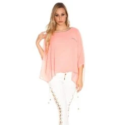 Elegante Damen Chiffon Bluse Mit Fledermausärmeln Coral -Look Motto Verkäufe elegante damen chiffon bluse mit fledermausaermeln coral3
