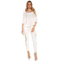 Elegante Damen Chiffon Bluse Mit Halblangen Ärmeln Weiß -Look Motto Verkäufe elegante damen chiffon bluse mit halblangen aermeln weiss5