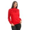 Elegante Damen Langarm-Bluse Mit Volants Und Perlen Rot 2 Elegante Damen Langarm-Bluse Mit Volants Und Perlen Rot -Look Motto Verkäufe elegante damen langarm bluse mit volants und perlen rot