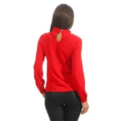 Elegante Damen Langarm-Bluse Mit Volants Und Perlen Rot -Look Motto Verkäufe elegante damen langarm bluse mit volants und perlen rot3