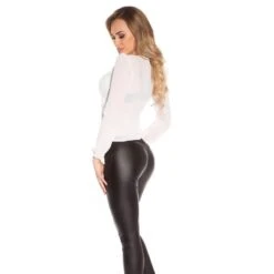 Elegante Damen Langarm Chiffon Bluse In Wickel-Look Weiß -Look Motto Verkäufe elegante damen langarm chiffon bluse in wickel look weiss5