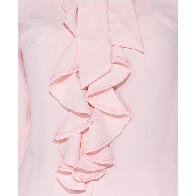 Elegante Damen Langarm-Schluppenbluse Mit Volants Rosa 9 Elegante Damen Langarm-Schluppenbluse Mit Volants Rosa – Bild 7