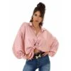 Elegante Damen Satin Wickelbluse Mit Fledermausärmeln Altrosa -Look Motto Verkäufe elegante damen satin wickelbluse mit fledermausaermeln altrosa