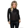 Elegante Glamour Chiffon Bluse Mit Metallplättchen Schwarz -Look Motto Verkäufe elegante glamour chiffon bluse mit metallplaettchen schwarz