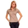 Elegante Kurzarm Bluse Mit Smok-Partie Braun -Look Motto Verkäufe elegante kurzarm bluse mit smok partie braun
