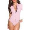 Elegante Kurzarm Bodybluse Mit Nadelstreifen Rosa -Look Motto Verkäufe elegante kurzarm bodybluse mit nadelstreifen rosa