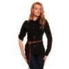 Elegante Langarm Bluse Mit Flechtgürtel Schwarz