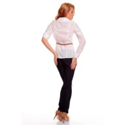 Elegante Langarm Bluse Mit Flechtgürtel Weiß -Look Motto Verkäufe elegante langarm bluse mit flechtguertel weiss4