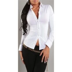 Elegante Langarm Bluse Mit Schnürung Weiß -Look Motto Verkäufe elegante langarm bluse mit schnuerung weiss3