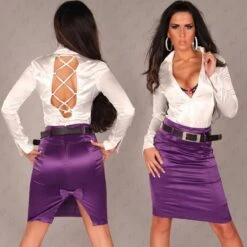 Elegante Langarm Satin Bluse Mit Schnürung Weiß -Look Motto Verkäufe elegante langarm satin bluse mit schnuerung weiss3