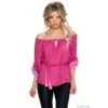 Elegante Schulterfreie Carmen-Bluse Mit Bindegürtel Dunkelpink -Look Motto Verkäufe elegante schulterfreie carmen bluse mit bindeguertel dunkelpink