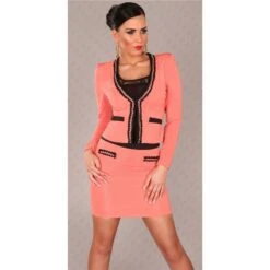 Eleganter Business Minirock Mit Ketten Coral -Look Motto Verkäufe eleganter business minirock mit ketten coral7
