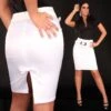 Eleganter Satin Pencil-Rock Mit Gürtel Weiß -Look Motto Verkäufe eleganter satin pencil rock mit guertel weiss