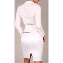 Eleganter Satin Taillenrock Rock Mit Gürtel Weiß -Look Motto Verkäufe eleganter satin taillenrock rock mit guertel weiss3