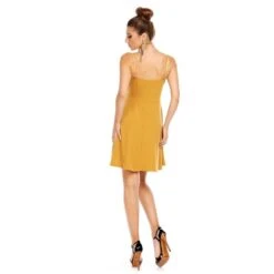 Elegantes A-Linien Träger-Minikleid Mit Zier-Zipper Senf 9 Elegantes A-Linien Träger-Minikleid Mit Zier-Zipper Senf -Look Motto Verkäufe elegantes a linien traeger minikleid mit zier zipper senf4