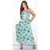 Elegantes Bandeau Maxikleid Mit Volants Und Blumen Mintgrün -Look Motto Verkäufe elegantes bandeau maxikleid mit volants und blumen mintgruen