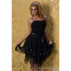 Elegantes Chiffon Ballkleid Cocktailkleid Abendkleid Schwarz
