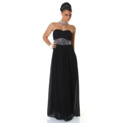 Elegantes Glamour Abendkleid Aus Chiffon Mit Strass Schwarz -Look Motto Verkäufe elegantes glamour abendkleid aus chiffon mit strass schwarz3