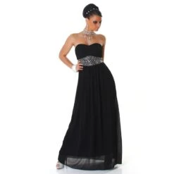 Elegantes Glamour Abendkleid Aus Chiffon Mit Strass Schwarz -Look Motto Verkäufe elegantes glamour abendkleid aus chiffon mit strass schwarz5