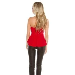 Elegantes Glamour Neckholder-Top Mit Ornament Rot -Look Motto Verkäufe elegantes glamour neckholder top mit ornament rot2