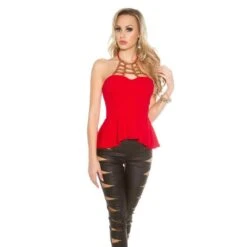 Elegantes Glamour Neckholder-Top Mit Ornament Rot -Look Motto Verkäufe elegantes glamour neckholder top mit ornament rot3