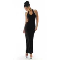 Elegantes Langes Neckholder Abendkleid Schwarz