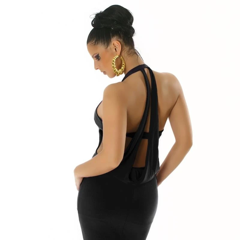 Elegantes Langes Neckholder Abendkleid Schwarz 4 Elegantes Langes Neckholder Abendkleid Schwarz – Bild 2