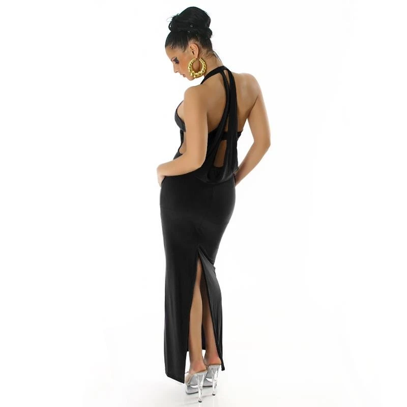 Elegantes Langes Neckholder Abendkleid Schwarz 5 Elegantes Langes Neckholder Abendkleid Schwarz – Bild 3