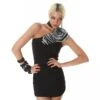 Elegantes One-Shoulder Minikleid Mit Zierblüte Schwarz -Look Motto Verkäufe elegantes one shoulder minikleid mit zierbluete schwarz