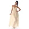 Elegantes Trägerloses Bandeau Abendkleid Aus Chiffon Beige -Look Motto Verkäufe elegantes traegerloses bandeau abendkleid aus chiffon beige