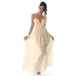 Elegantes Trägerloses Bandeau Abendkleid Aus Chiffon Beige 9 Elegantes Trägerloses Bandeau Abendkleid Aus Chiffon Beige -Look Motto Verkäufe elegantes traegerloses bandeau abendkleid aus chiffon beige4