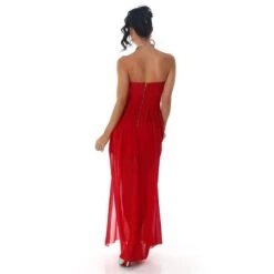 Elegantes Trägerloses Bandeau Abendkleid Aus Chiffon Rot -Look Motto Verkäufe elegantes traegerloses bandeau abendkleid aus chiffon rot3