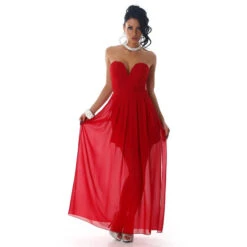 Elegantes Trägerloses Bandeau Abendkleid Aus Chiffon Rot -Look Motto Verkäufe elegantes traegerloses bandeau abendkleid aus chiffon rot4