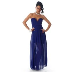 Elegantes Trägerloses Bandeau Abendkleid Aus Chiffon Royal Blau -Look Motto Verkäufe elegantes traegerloses bandeau abendkleid aus chiffon royal blau4