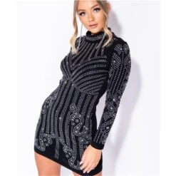 Exklusives Glamour Langarm Minikleid Mit Stehkragen Schwarz 15 Exklusives Glamour Langarm Minikleid Mit Stehkragen Schwarz -Look Motto Verkäufe exklusives glamour langarm minikleid mit stehkragen schwarz6