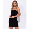 Figurbetonendes Damen Bodycon Träger-Minikleid Schwarz -Look Motto Verkäufe figurbetonendes damen bodycon traeger minikleid schwarz