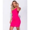 Figurbetonendes Damen One-Shoulder Bodycon Minikleid Pink -Look Motto Verkäufe figurbetonendes damen one shoulder bodycon minikleid pink
