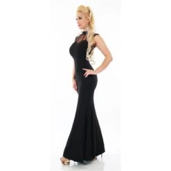 Glamouröses Bodenlanges Gala Abendkleid Mit Chiffon Schwarz -Look Motto Verkäufe glamouroeses bodenlanges gala abendkleid mit chiffon schwarz4
